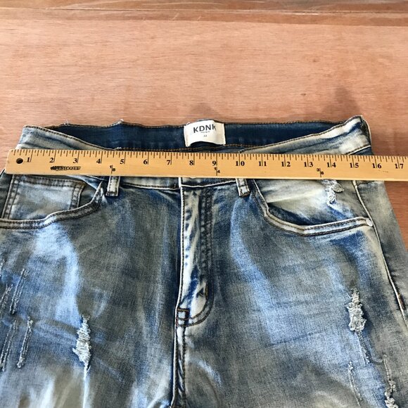 KDNK Straight Jeans Men 32x31 Blue Mid Rise Distressed Ankle Zip Stretch 16489 - Picture 10 of 12